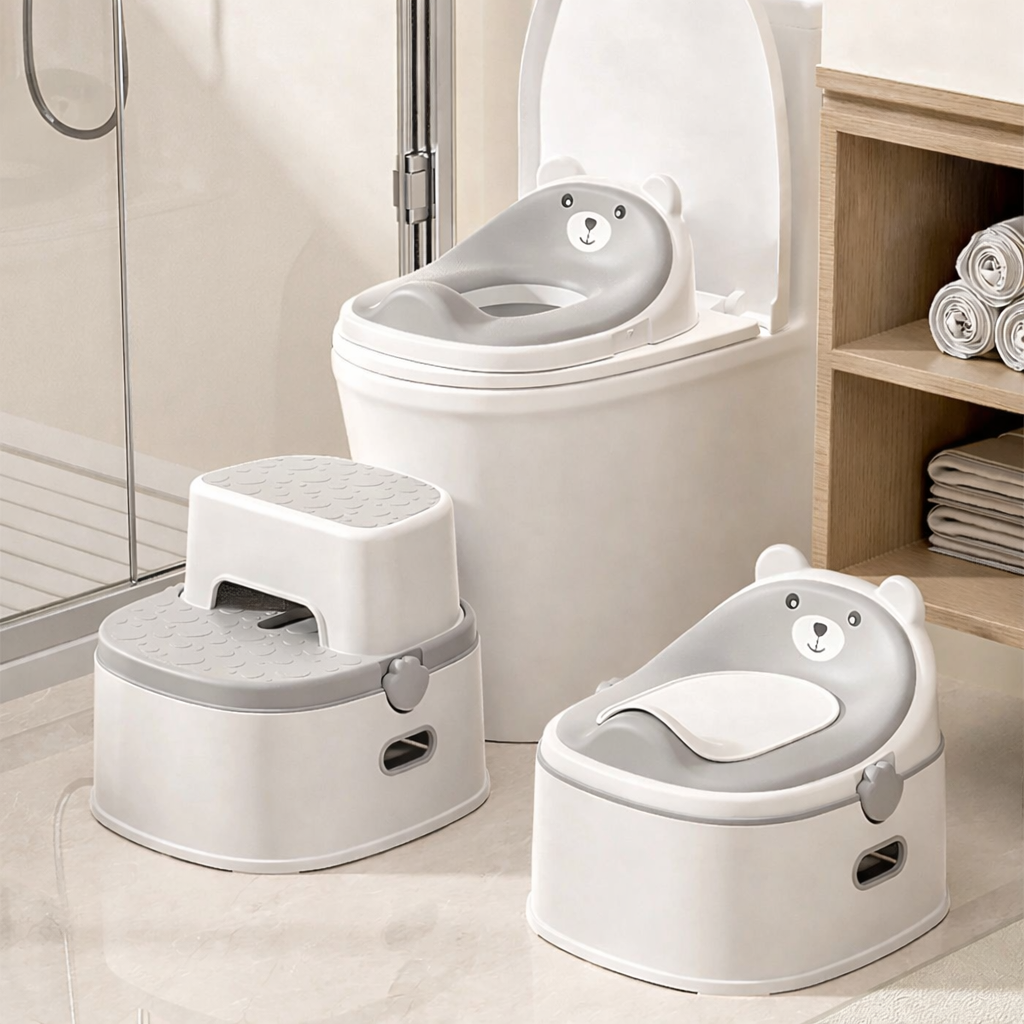 3-in-1 potty training seat and essentials in modern bathroom setting