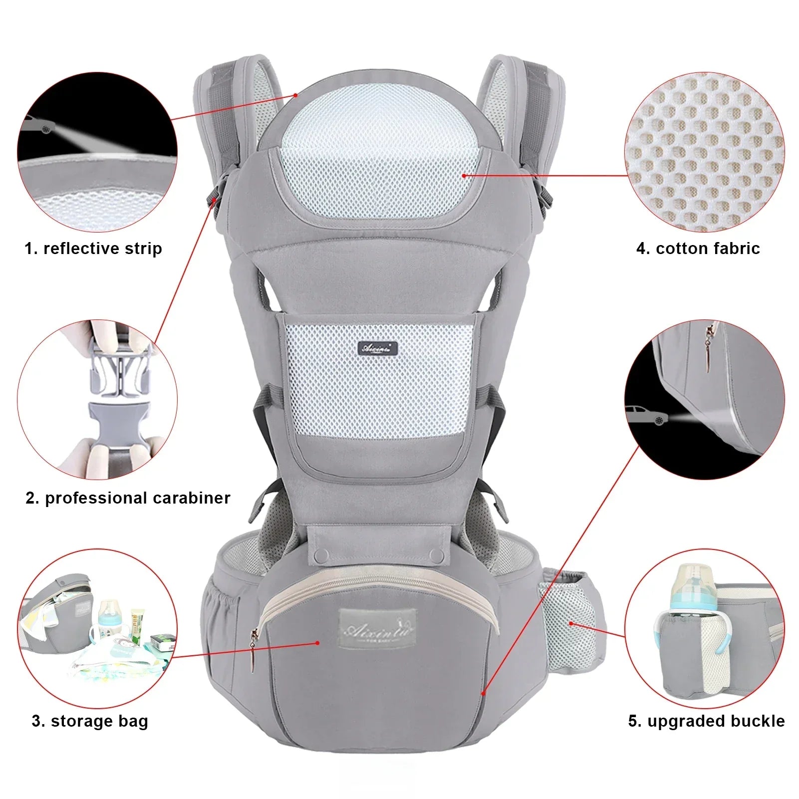 Parent wearing baby in ergonomic baby carrier for hands-free bonding