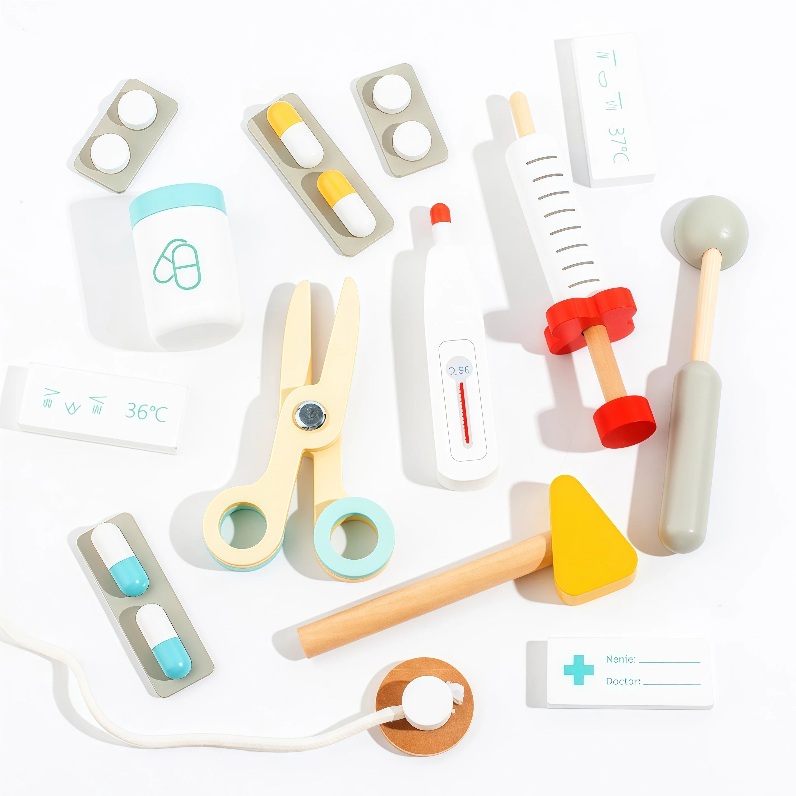 Wooden Doctor Kit - Pretend Play Medical Set with Bag Ages 3-6