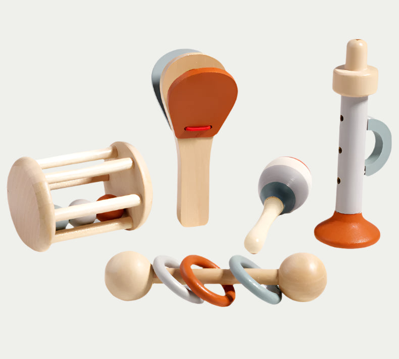 5-Piece Wooden Musical Instruments Set - Montessori Baby Toys 6+ Months