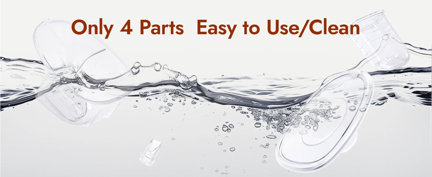 Product with water splashes and text 'Only 4 Parts Easy to Use/Clean' on a white background