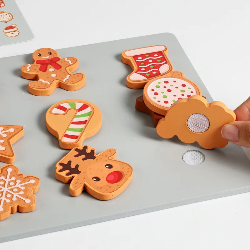 Wooden Christmas Cookie Play Food Set - Slice & Bake Kitchen Toy Ages 3-6
