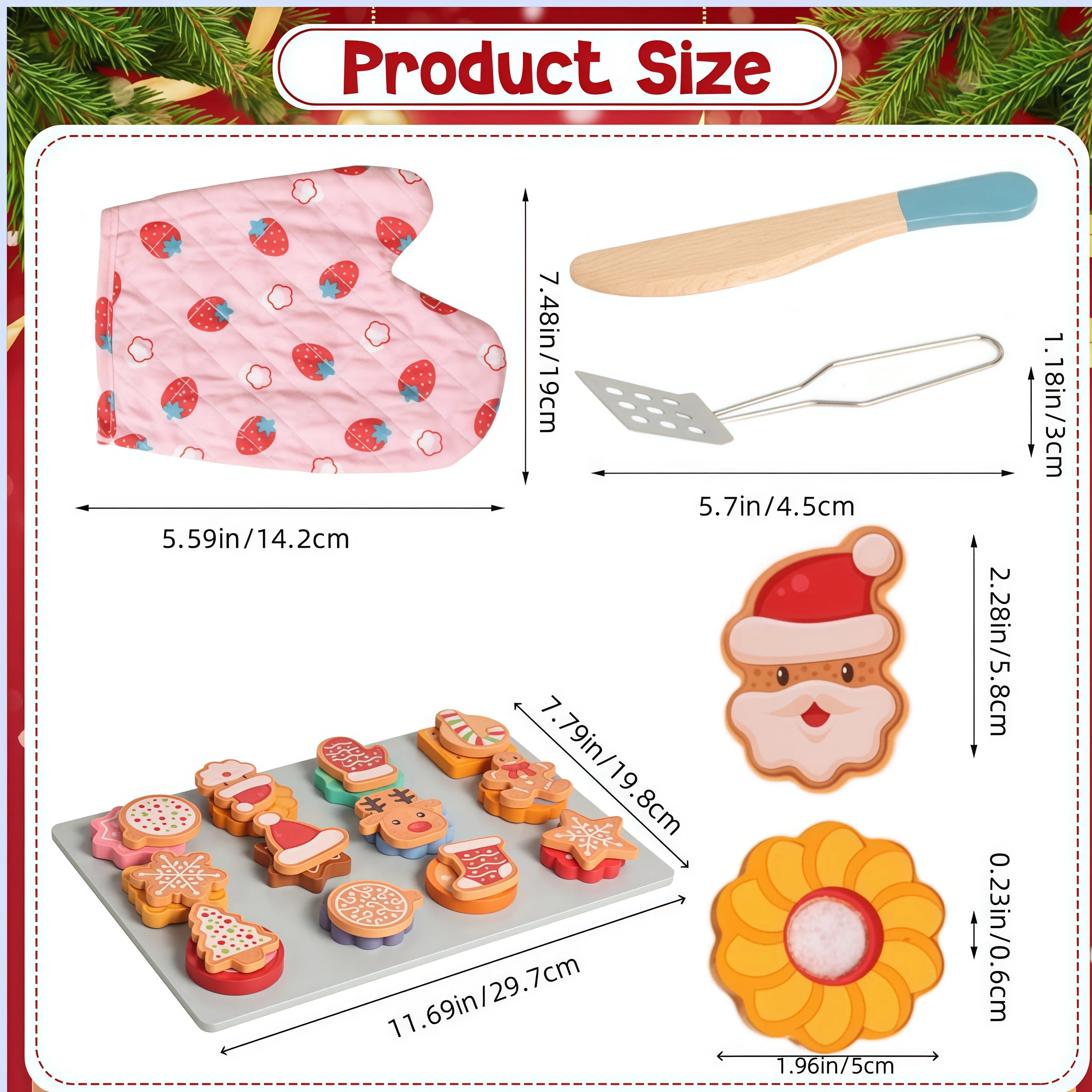 Wooden Christmas Cookie Play Food Set - Slice & Bake Kitchen Toy Ages 3-6