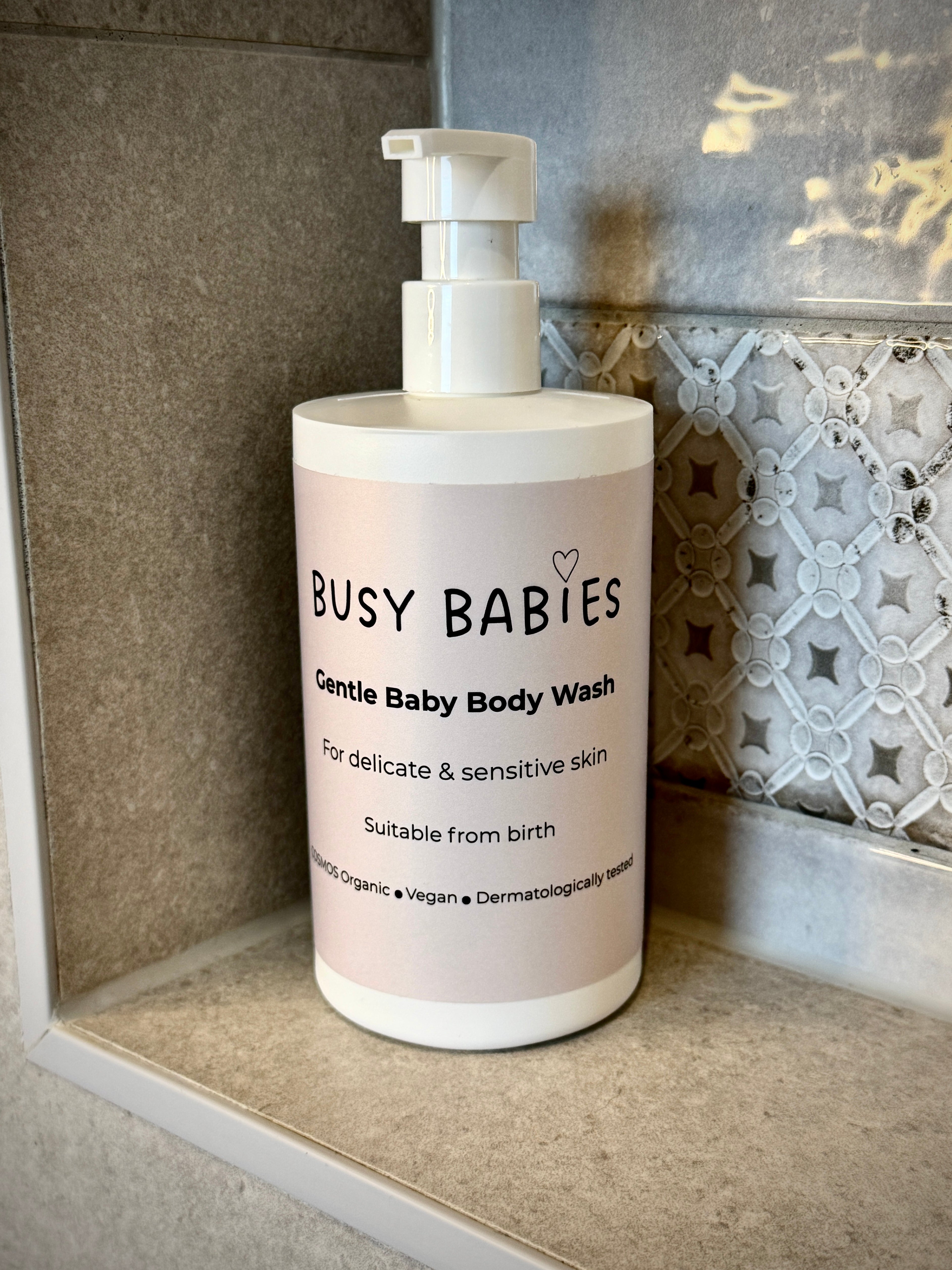 Large 390ml organic baby body wash bottle for everyday use in bathroom